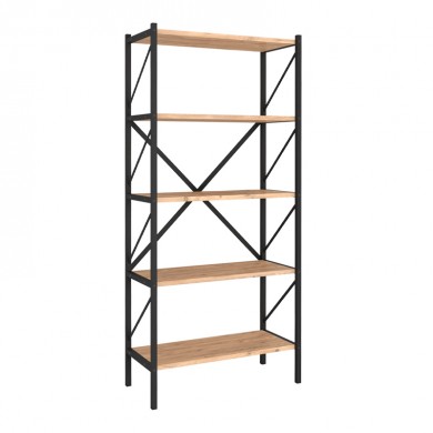 Jocasta Megapap melamine - metal bookcase in pine oak color 66x34x160cm.