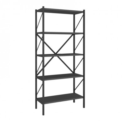 Jocasta Megapap melamine - metal bookcase in anthracite color 66x34x160cm.