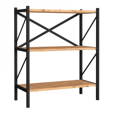Jocasta Megapap melamine - metal bookcase in pine oak color 66x34x85cm.