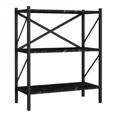 Jocasta Megapap melamine - metal bookcase in black marble effect color 66x34x85cm.