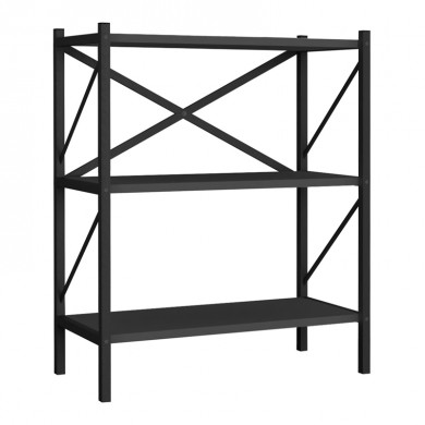 Jocasta Megapap melamine - metal bookcase in anthracite color 66x34x85cm.