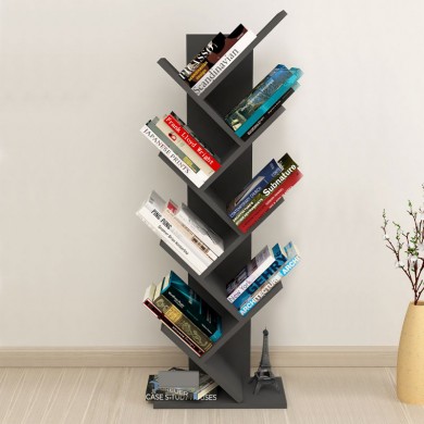 Milton Megapap melamine bookcase in anthracite color 44x22x121cm.