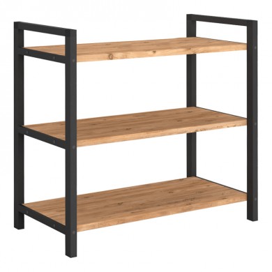 Navari Megapap metallic - melamine shoe rack of 9 pairs in black - pine oak color 66x36x70cm.