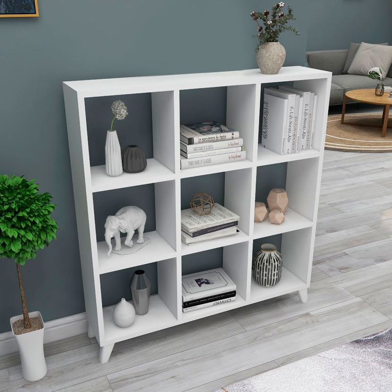 Saul Megapap melamine bookcase in white color 88,2x20x88,2cm.