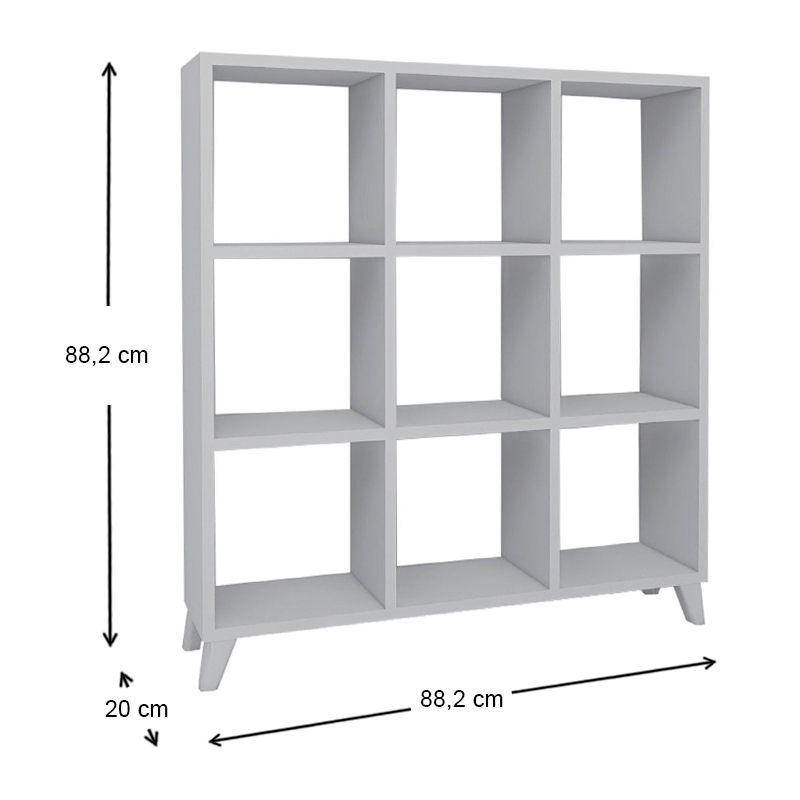 Saul Megapap melamine bookcase in white color 88,2x20x88,2cm.