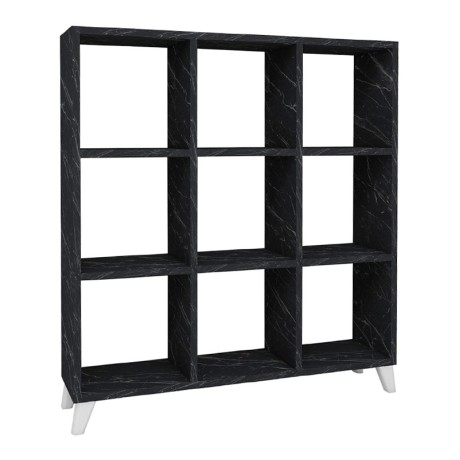 Βιβλιοθήκη Saul Megapap χρώμα μαύρο εφέ μαρμάρου 88,2x20x88,2εκ.