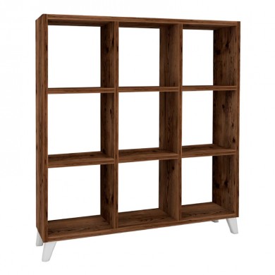 Saul Megapap melamine bookcase in smoked walnut color 88,2x20x88,2cm.