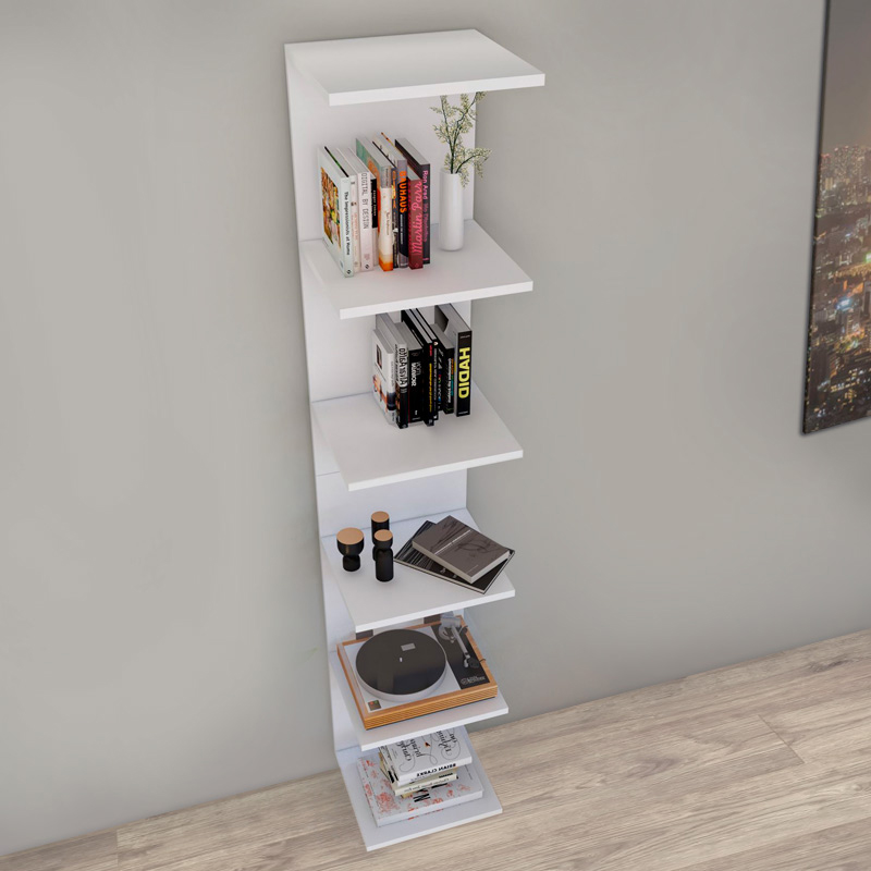 Ogden Megapap melamine bookcase in white color 34,5x30x180cm.