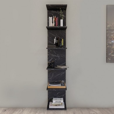 Ogden Megapap melamine bookcase in black marble effect color 34,5x30x180cm.