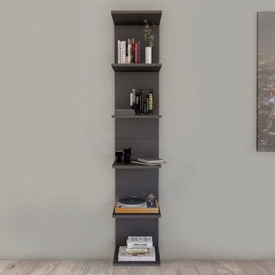 Ogden Megapap melamine bookcase in anthracite color 34,5x30x180cm.
