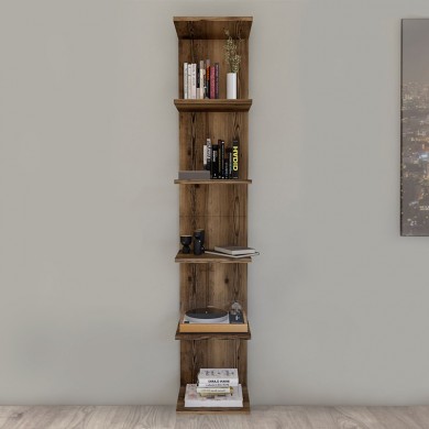 Ogden Megapap melamine bookcase in smoked walnut color 34,5x30x180cm.