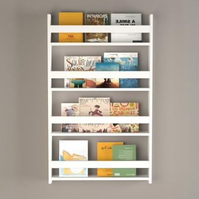 Montessori Megapap melamine wall bookshelf in white color 74x10x120cm.