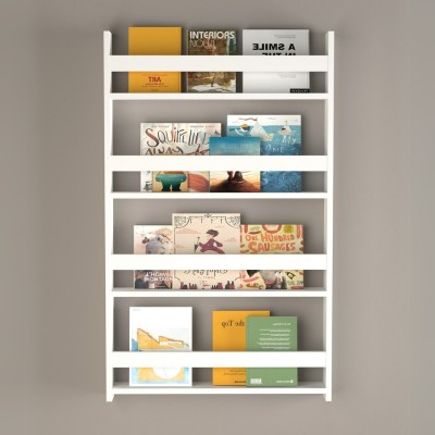 Επιτοίχια βιβλιοθήκη - ραφιέρα Montessori Megapap χρώμα λευκό 74x10x120εκ.