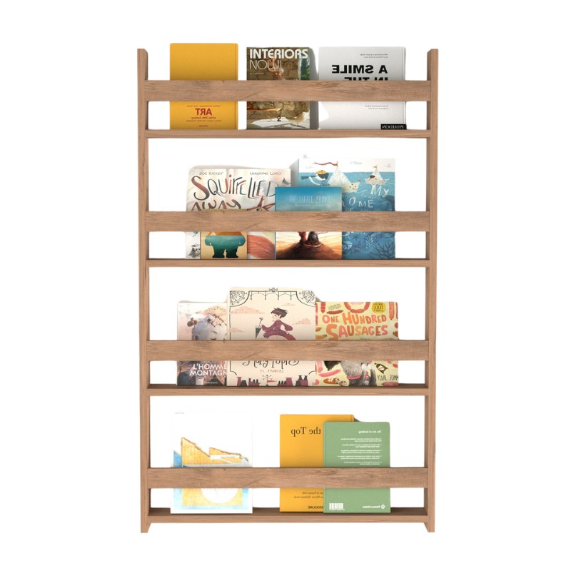 Montessori Megapap melamine wall bookshelf in pine oak color 70x10x120cm.