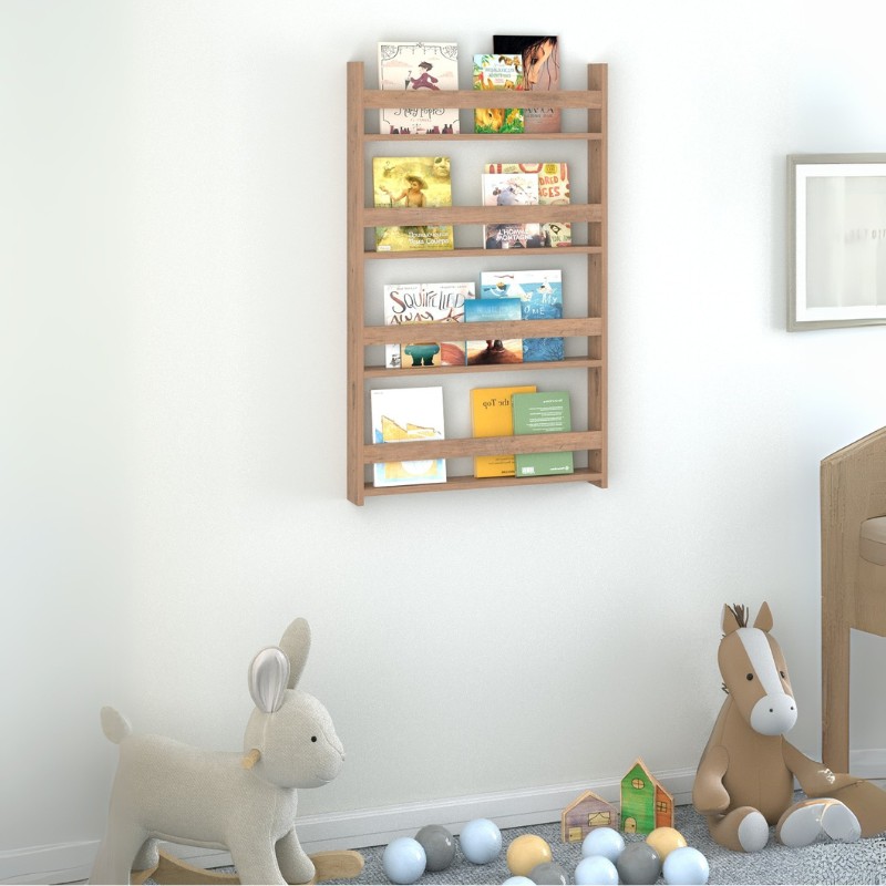 Montessori Megapap melamine wall bookshelf in pine oak color 70x10x120cm.
