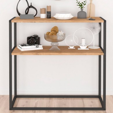 Castel Megapap metal - melamine console in black - pine oak color 90x33,5x90cm.