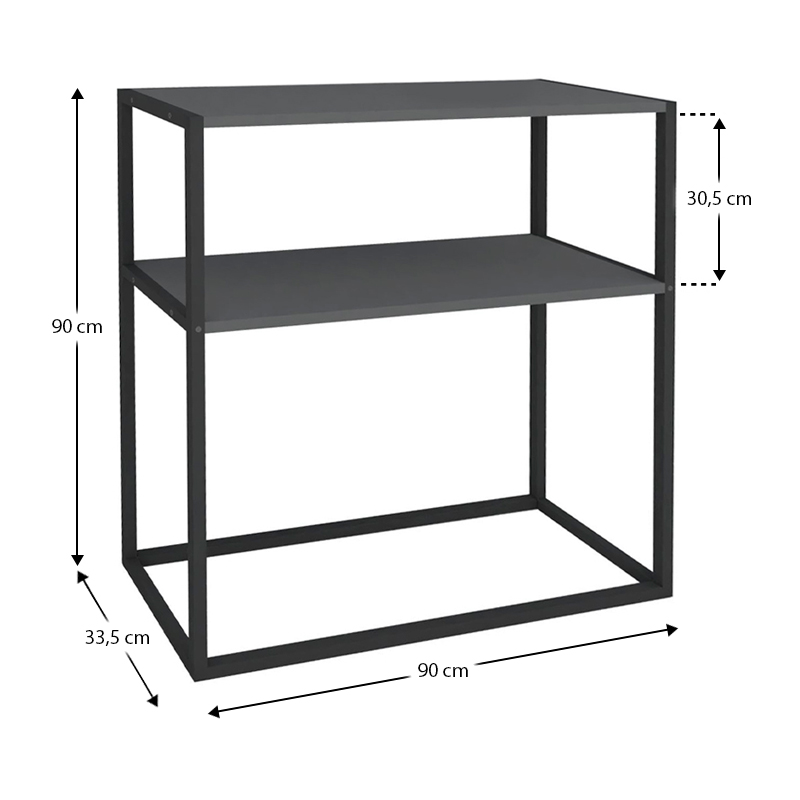 Castel Megapap metal - melamine console in black - anthracite color 90x33,5x90cm.