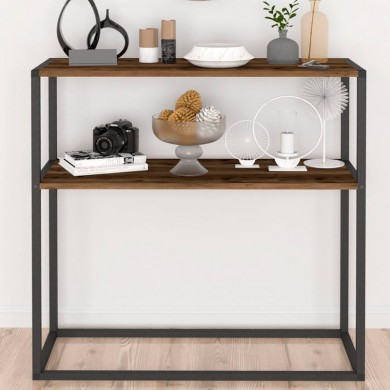 Castel Megapap metal - melamine console in black - smoked walnut color 90x33,5x90cm.