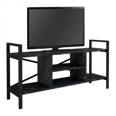 Santana Megapap metal - melamine TV stand in black marble effect color 120x35x61cm.