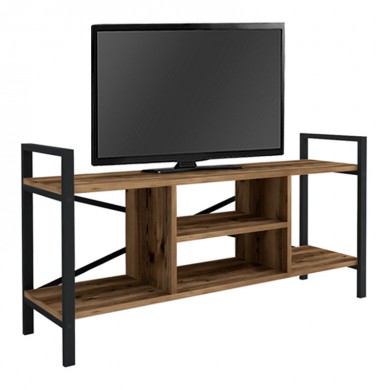 Santana Megapap metal - melamine TV stand in black - smoked walnut color 120x35x61cm.