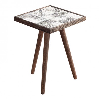 Mayra Megapap wooden - ceramic side table in black color 32x32x45cm.