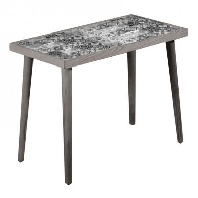 Mayra Megapap wooden - ceramic side table in grey color 62x32x45cm.