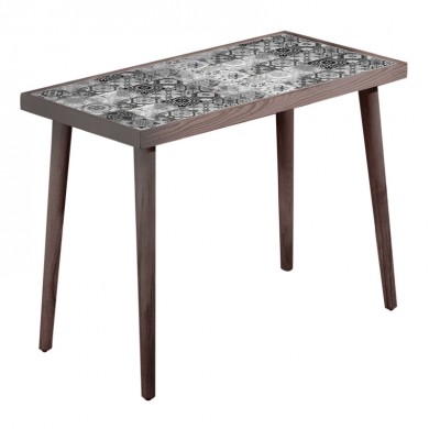 Mayra Megapap wooden - ceramic side table in black color 62x32x45cm.