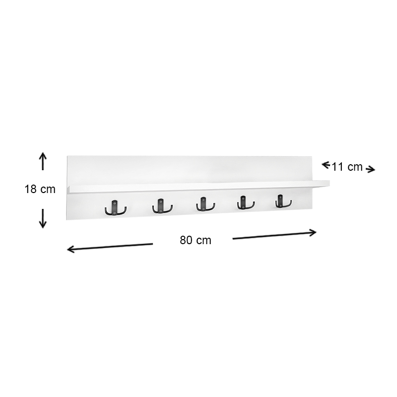 Kery Megapap melamine wall hanger in white color 80x11x18cm.