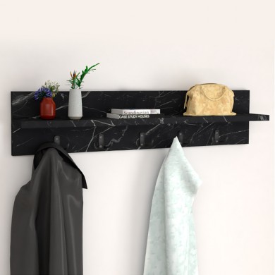 Kery Megapap melamine wall hanger in black marble effect color 80x11x18cm.