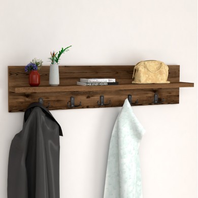 Kery Megapap melamine wall hanger in smoked walnut color 80x11x18cm.