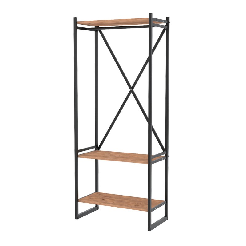 Zula Megapap metallic - melamine entrance furniture - hanger in black - pine oak color 66x30x160cm.