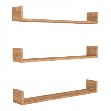Tyrion Megapap 3 pieces melamine wall shelves in pine oak color 90x15x12cm.