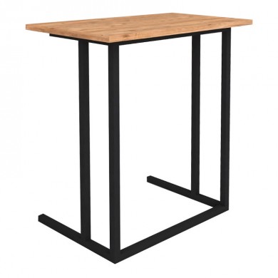Jango Megapap metallic - melamine side table in black - pine oak color 60x35,5x65,5cm.