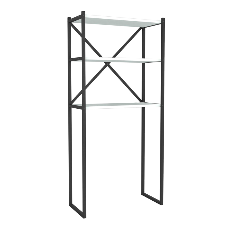 Mindy Megapap metal - melamine washing machine furniture in black - white color 66x34x160cm.