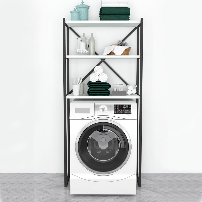 Mindy Megapap metal - melamine washing machine furniture in black - white color 66x34x160cm.