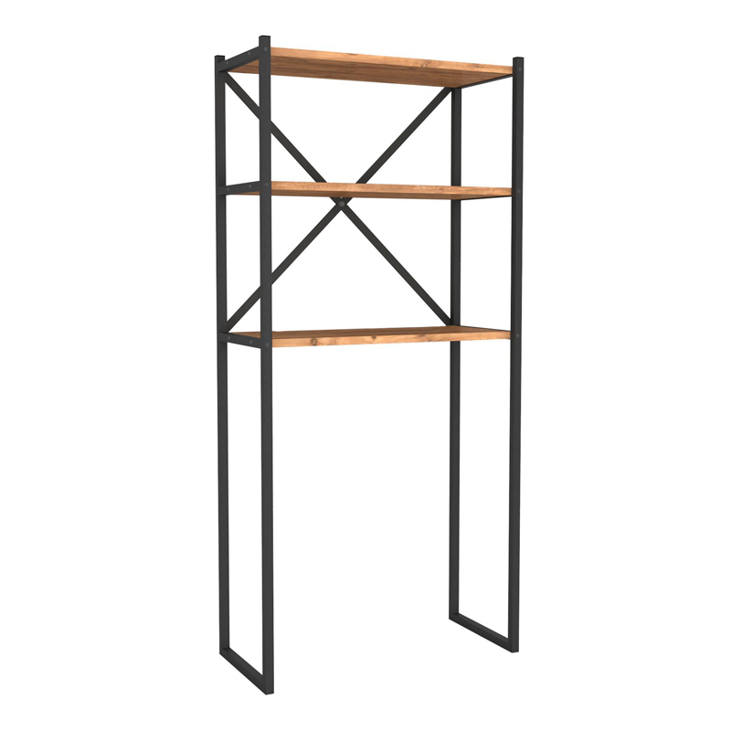 Mindy Megapap metal - melamine washing machine furniture in black - pine oak color 66x34x160cm.