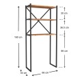 Mindy Megapap metal - melamine washing machine furniture in black - pine oak color 66x34x160cm.