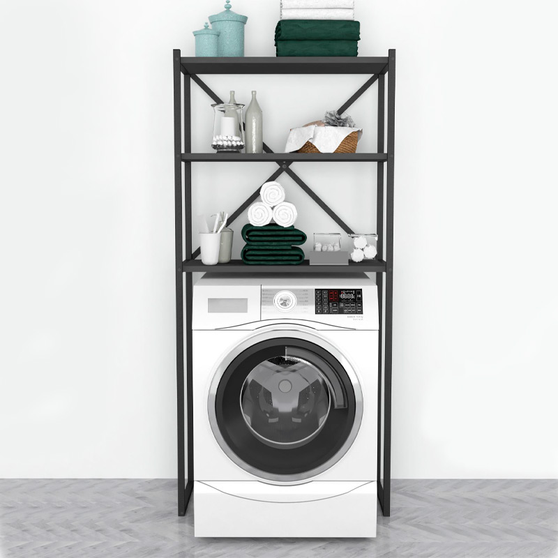 Mindy Megapap metal - melamine washing machine furniture in black - anthracite color 66x34x160cm.