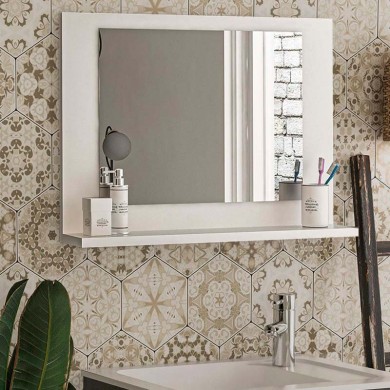 Devlin Megapap melamine bathroom mirror in white color 60x10x45cm.