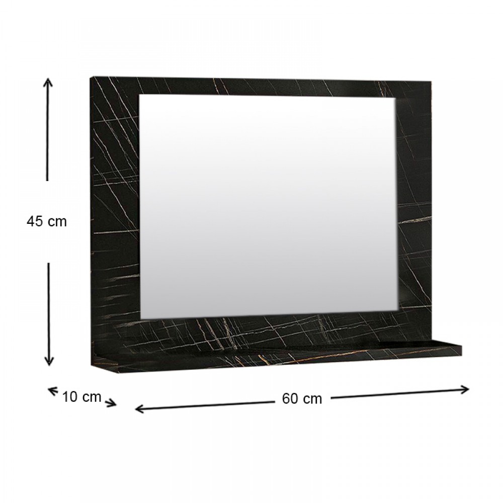Καθρέφτης μπάνιου Devlin Megapap από μελαμίνη χρώμα μαύρο εφέ μαρμάρου 60x10x45εκ.