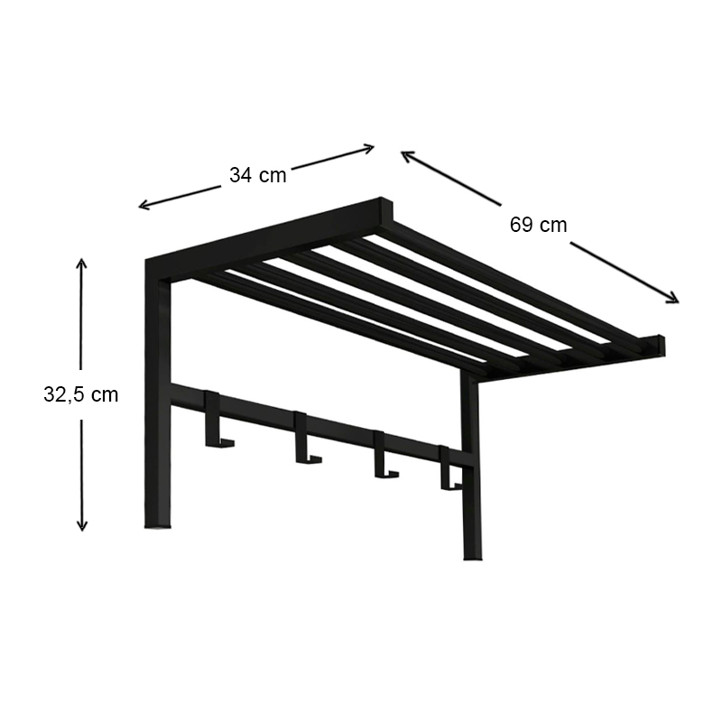 Ofred Megapap metallic wall hanger in black color 69x34x32,5cm.