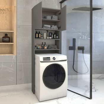 Έπιπλο πλυντηρίου Ramsey Megapap χρώμα ανθρακί 65x27x190,6εκ.