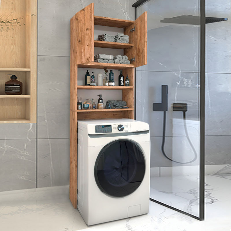 Ramsey Megapap melamine washing machine furniture in pine oak color 65x27x190,6cm.