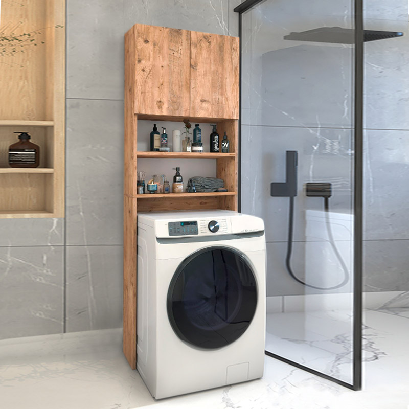 Ramsey Megapap melamine washing machine furniture in pine oak color 65x27x190,6cm.