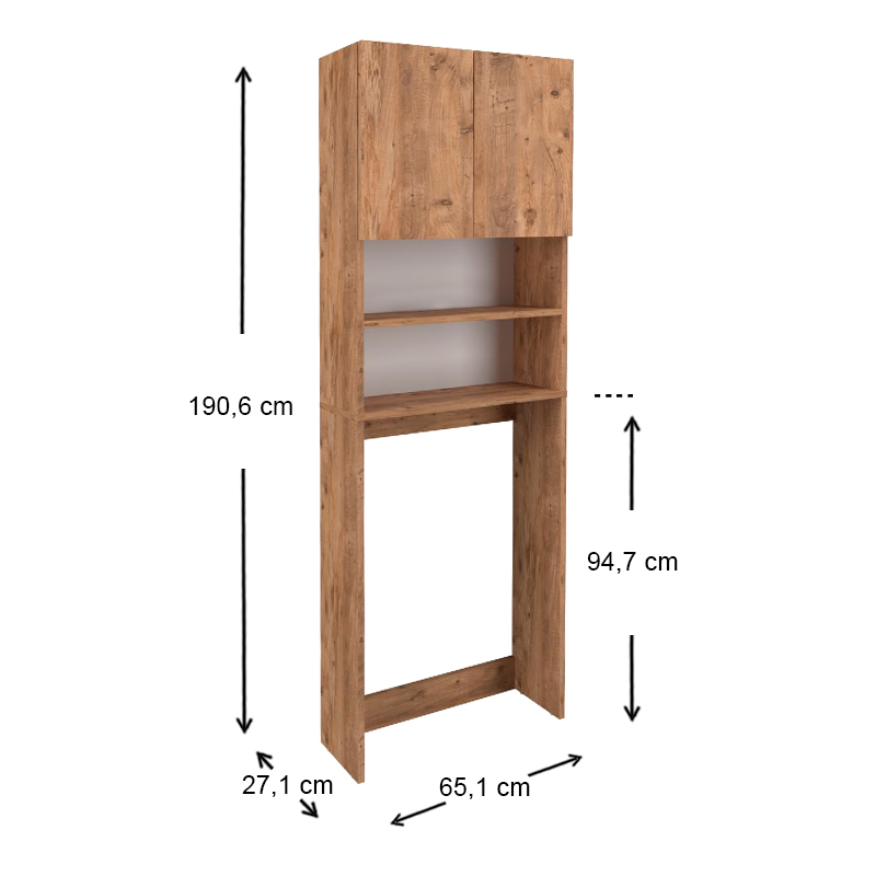 Ramsey Megapap melamine washing machine furniture in pine oak color 65x27x190,6cm.
