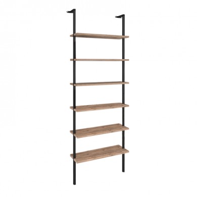 Madison Megapap metal - melamine wall bookcase in black - pine oak color 60x20x183cm.