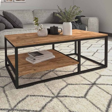 Kane Megapap metal - melamine coffe table in pine oak color 106x50x42cm.