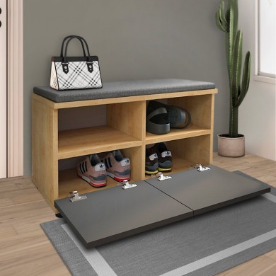 Twain Megapap melamine shoe rack of 8 pairs in sapphire oak color 80x35x42cm.