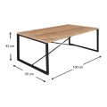 Harte Megapap metal - melamine coffe table in pine oak color 100x55x42cm.