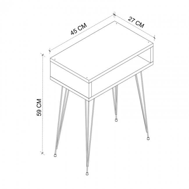 Κομοδίνο μελαμίνης Scott Megapap χρώμα ανθρακί 40x30x60εκ.